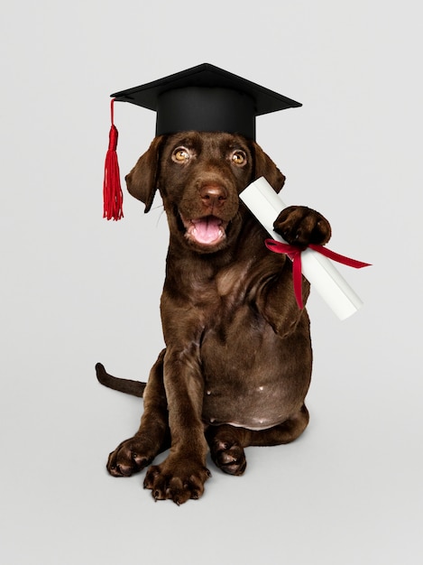 Graduating labrador puppy