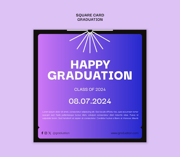 Free PSD graduation celebration card template