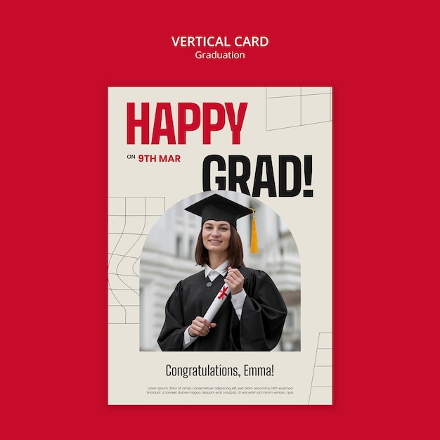 Free PSD graduation celebration card template