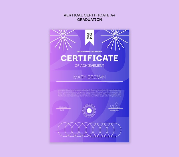 Free PSD graduation celebration certificate template