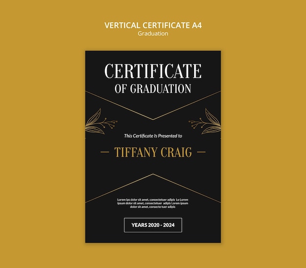 Free PSD graduation celebration certificate template