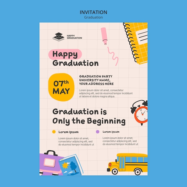 Free PSD graduation celebration invitation template