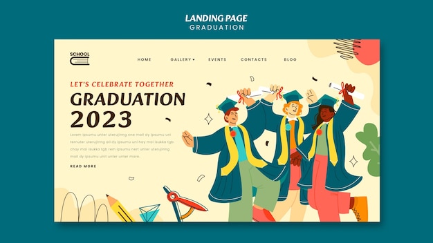 PSD gratuito modello di pagina di destinazione per la celebrazione della laurea