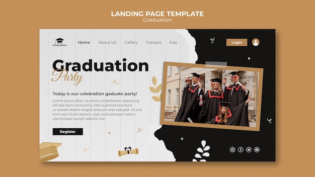 PSD gratuito modello di pagina di destinazione per la celebrazione della laurea