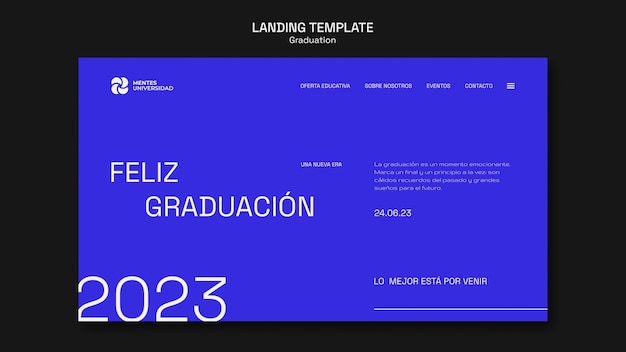 PSD gratuito modello di pagina di destinazione per la celebrazione della laurea