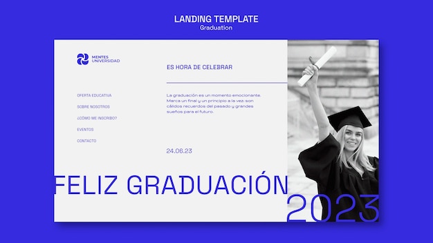 PSD gratuito modello di pagina di destinazione per la celebrazione della laurea