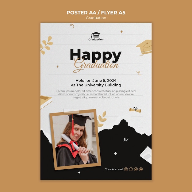 PSD gratuito modello di poster per la celebrazione della laurea
