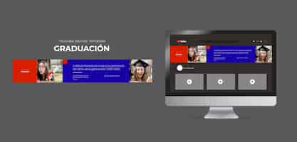 PSD gratuito banner youtube per la celebrazione della laurea