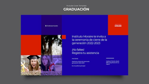 PSD gratuito modello di copertina di youtube per la celebrazione della laurea