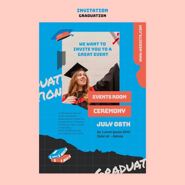 Free PSD graduation ceremony invitation template