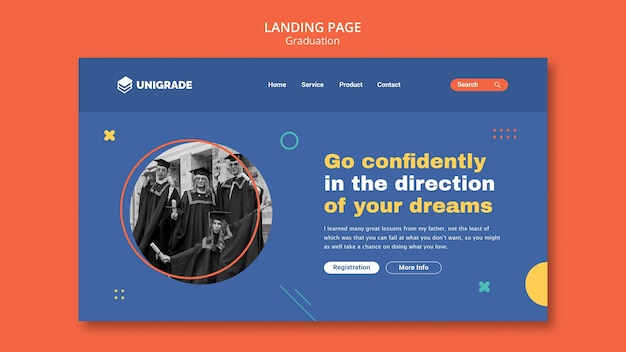 Free PSD graduation ceremony landing page template