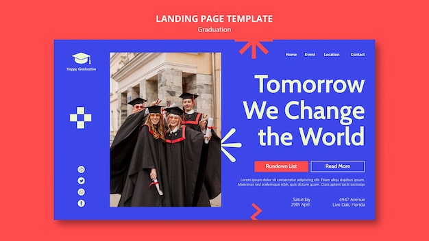 Free PSD graduation ceremony landing page template