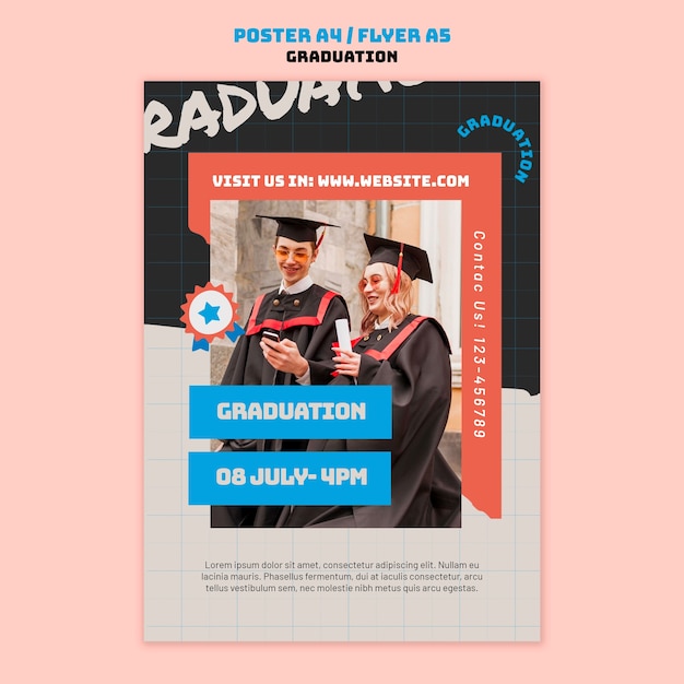 Free PSD graduation ceremony poster template