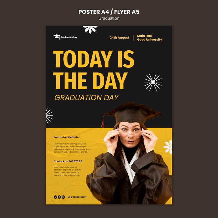 Free PSD graduation ceremony poster template