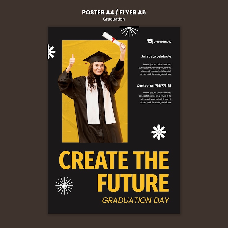 Free PSD graduation ceremony poster template