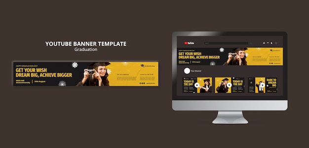 Free PSD graduation ceremony youtube banner template