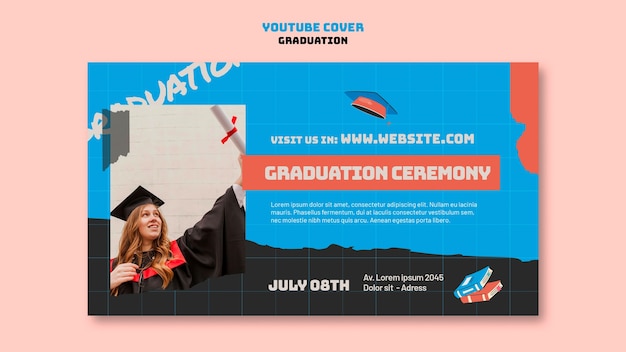 PSD gratuito modello di copertina di youtube per la cerimonia di laurea