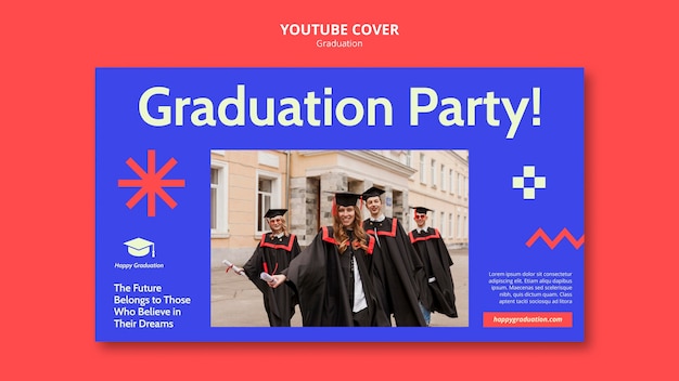 PSD gratuito modello di copertina di youtube per la cerimonia di laurea