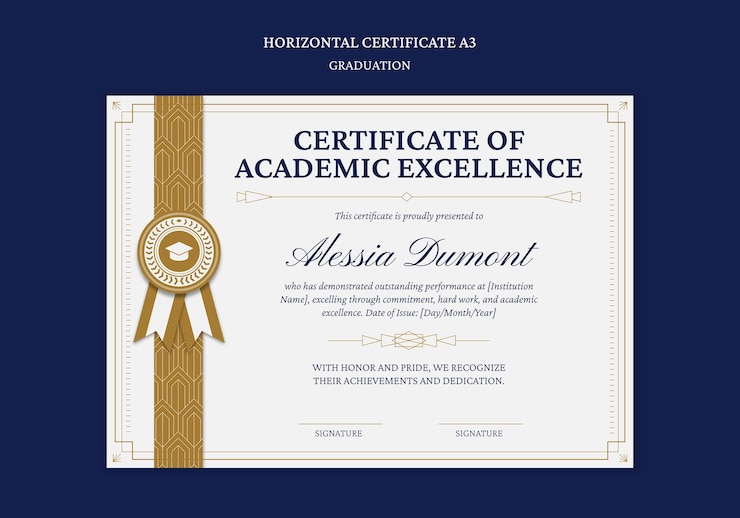 Free PSD graduation certificate template design