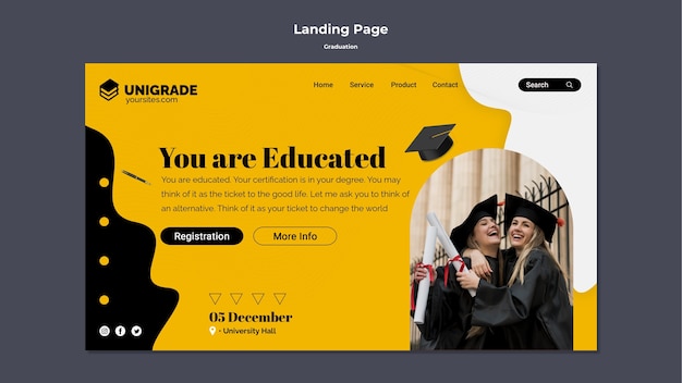 Graduation event landing page