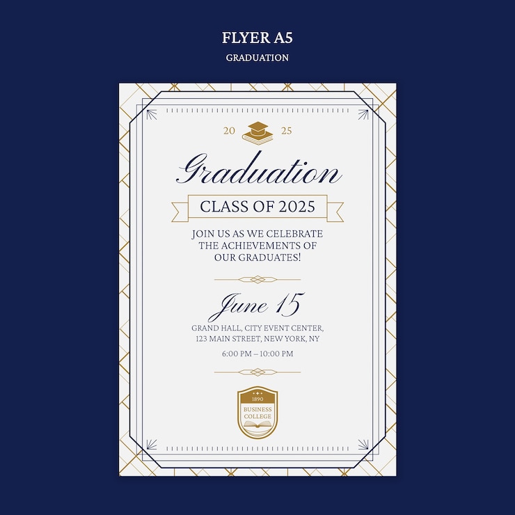 Free PSD graduation flyer template design