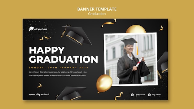 PSD gratuito modello di banner orizzontale di laurea