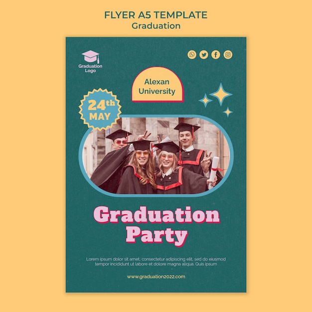 Free PSD graduation party flyer template