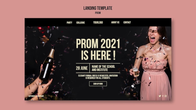 Graduation prom landing page template