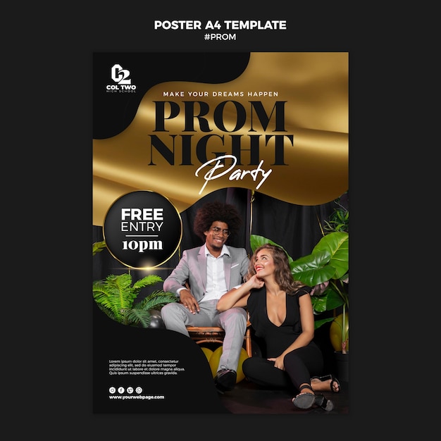 Free PSD graduation prom party poster template