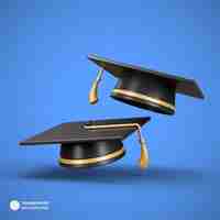 Free PSD graduation success icon isolated 3d render illustration