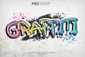 Бесплатный PSD Эффект текста граффити