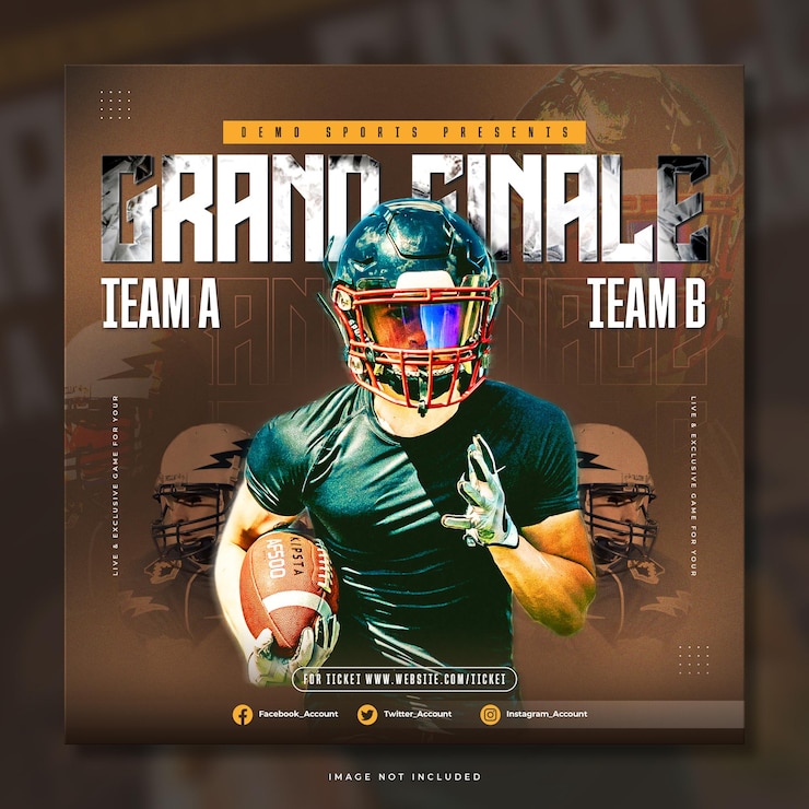 Free PSD grand finale match soccer game social media post template