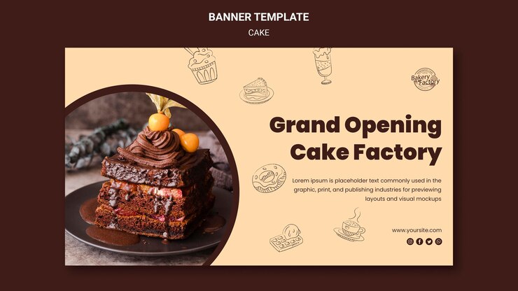 Free PSD grand opening cake factory banner template