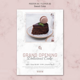 Grand opening delicious cake poster template