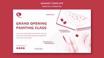 Free PSD grand opening drawing and painting banner template