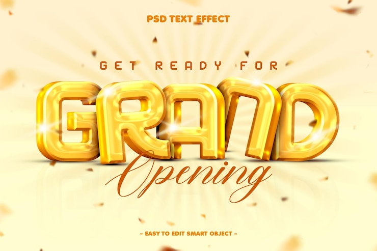 Free PSD grand opening editable text effect