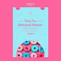 Free PSD grand opening rainbow doughnuts flyer template