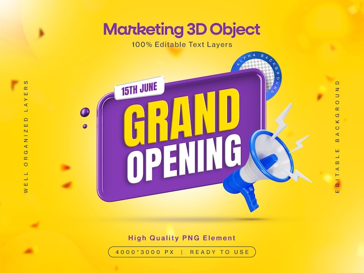 Free PSD grand opening sale banner design template