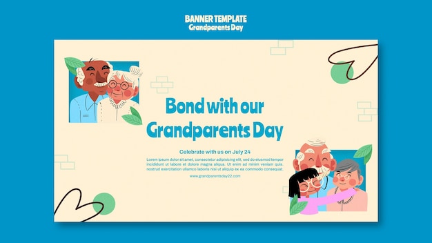 Free PSD grandparent day horizontal banner template with organic design