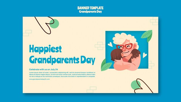 grandparent day horizontal banner template with organic design