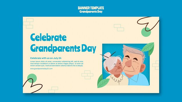 grandparent day horizontal banner template with organic design