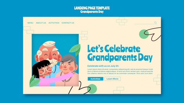 Free PSD grandparent day landing page template with organic design