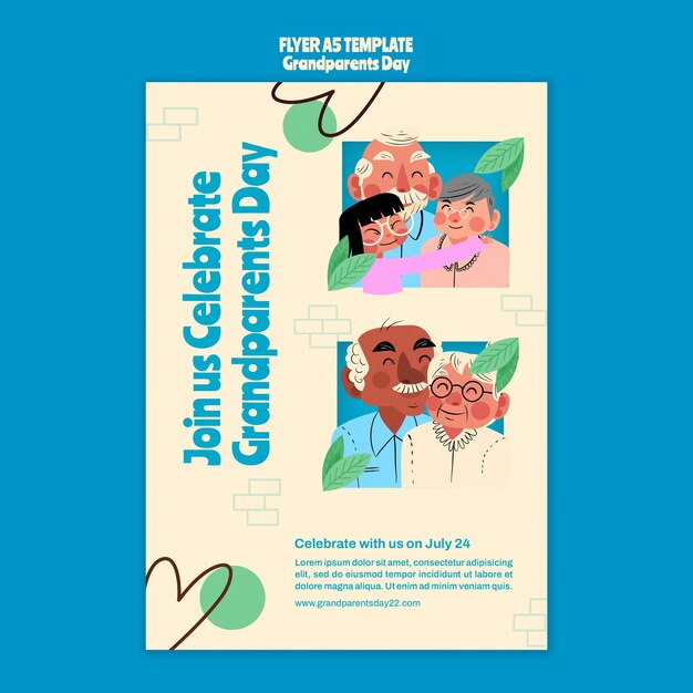 grandparent day vertical flyer template with organic design