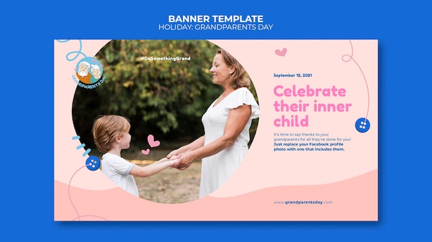 無料PSD 祖父母の日バナーテンプレート