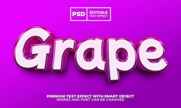 Grape friuts 3d редактируемый текстовый эффект в стиле премиум psd