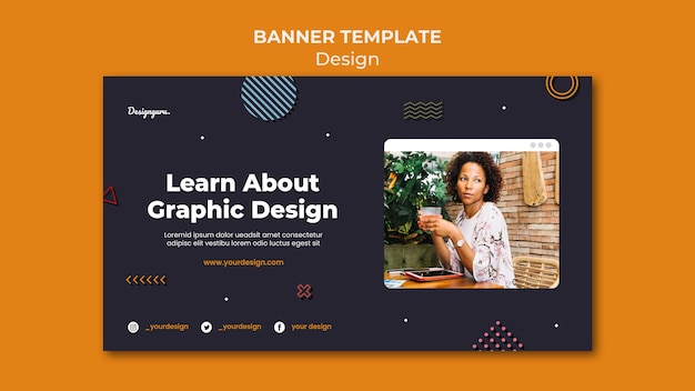 Graphic design banner template with photo