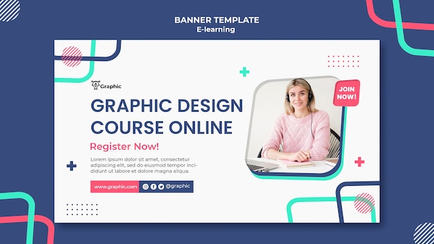 Graphic design course banner template