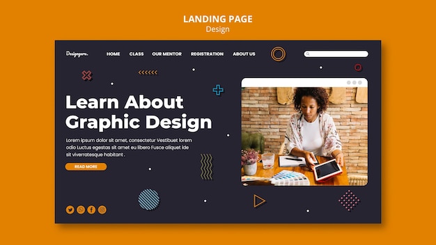 Free PSD graphic design landing page template
