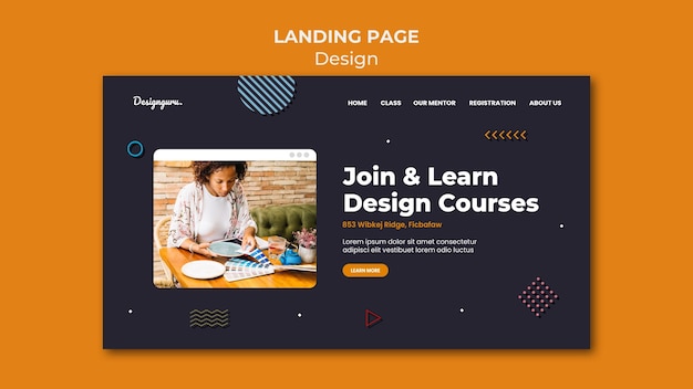 Free PSD graphic design landing page template