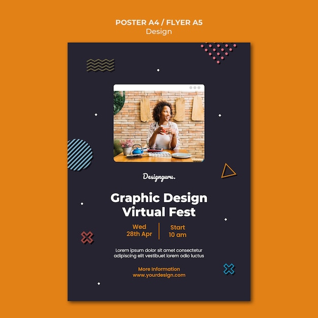 Free PSD graphic design print template with photo